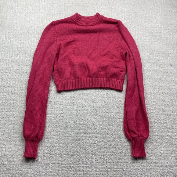Lot x2 Garage Knit Cozy Sweater Pullover Wom S Beige / Pink Cropped Long Sleeve - Picture 9 of 14